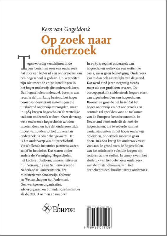 Achterkant van Op zoek naar onderzoek