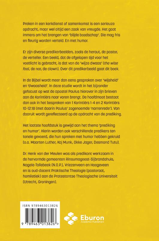 Achterkant van De dwaasheid van de prediking