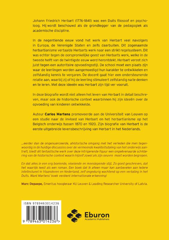 Achterkant van Johann Friedrich Herbart, grondlegger van de pedagogiek