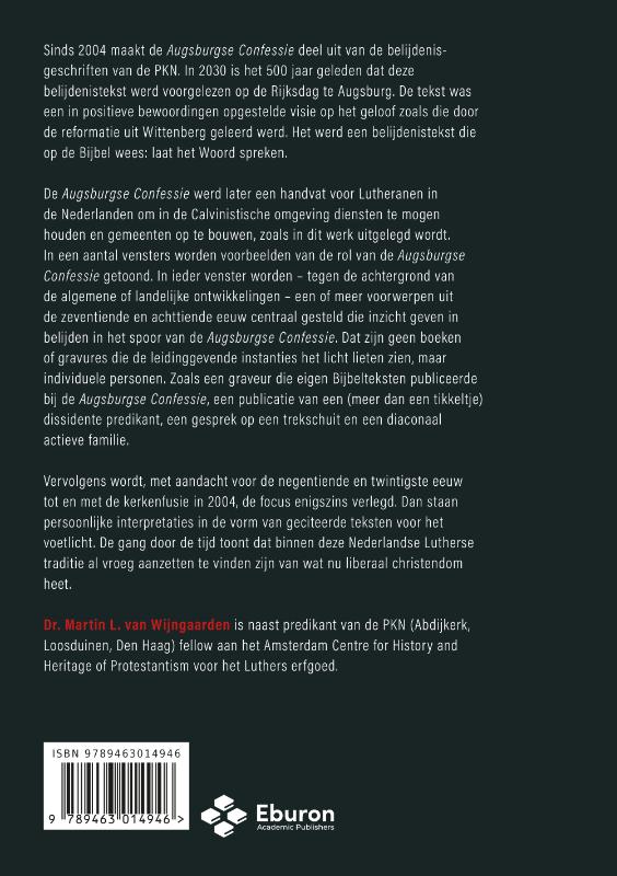 Achterkant van Nederlandse Lutheranen en hun omgang met de *Augsburgse Confessie*