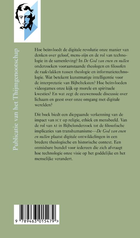 Achterkant van De God van enen en nullen