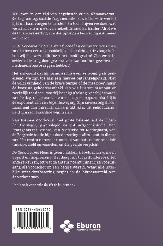 Achterkant van De gehoorzame mens