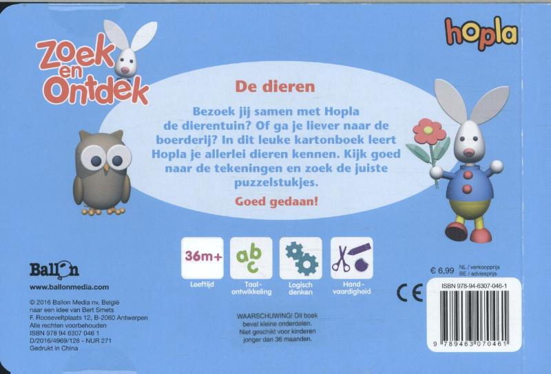 Achterkant van Zoek en ontdek De dieren