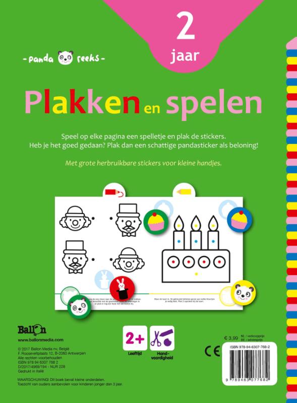 Achterkant van Plakken en spelen - vogel 2+