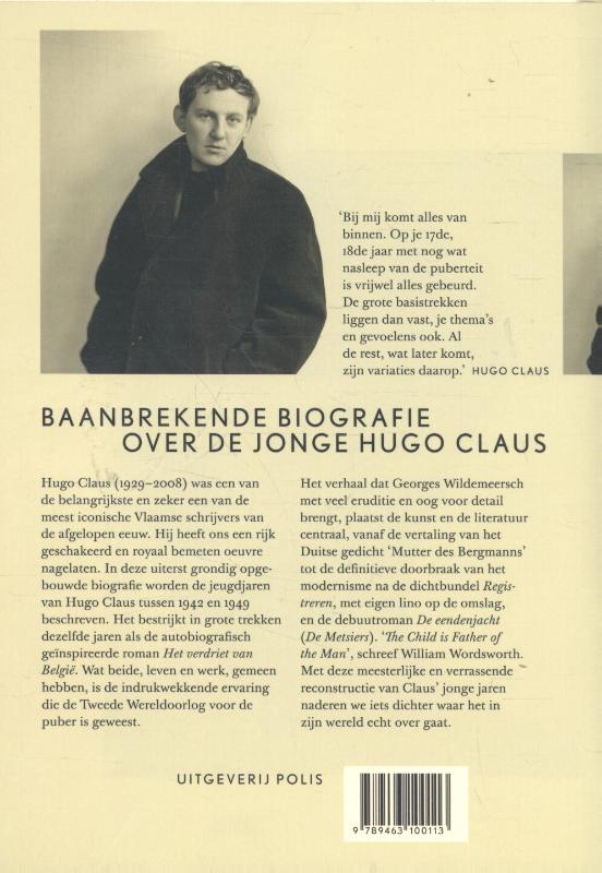Achterkant van Hugo Claus, de jonge jaren