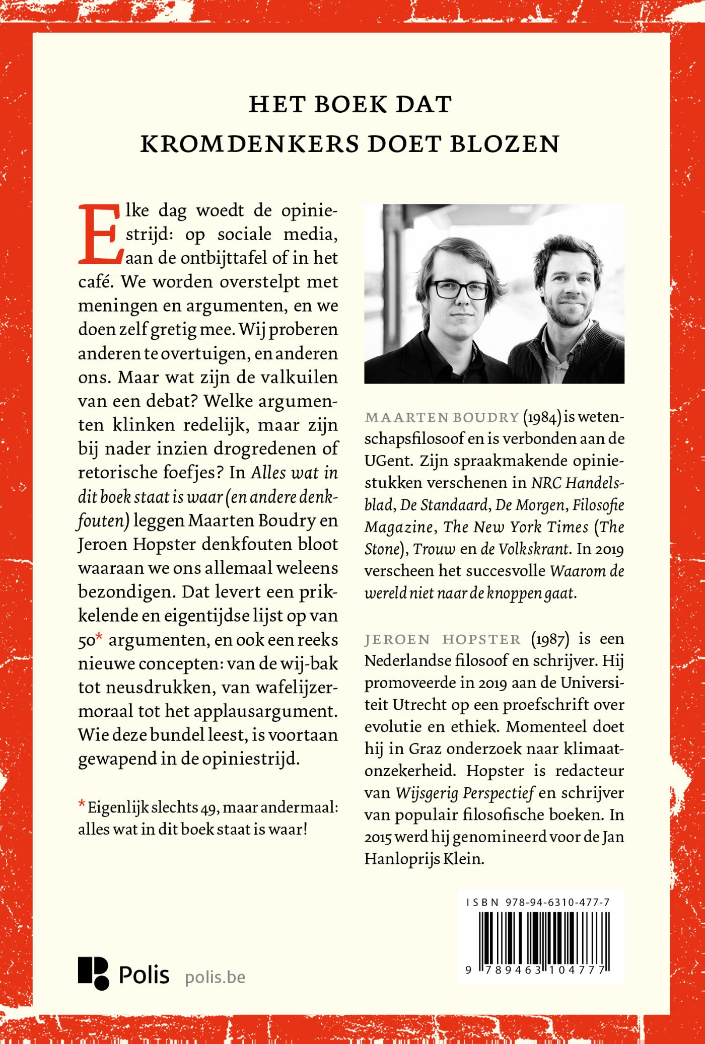 Achterkant van Alles wat in dit boek staat is waar (en andere denkfouten)