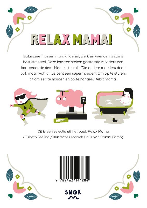 Achterkant van Relax mama kaartenboekje