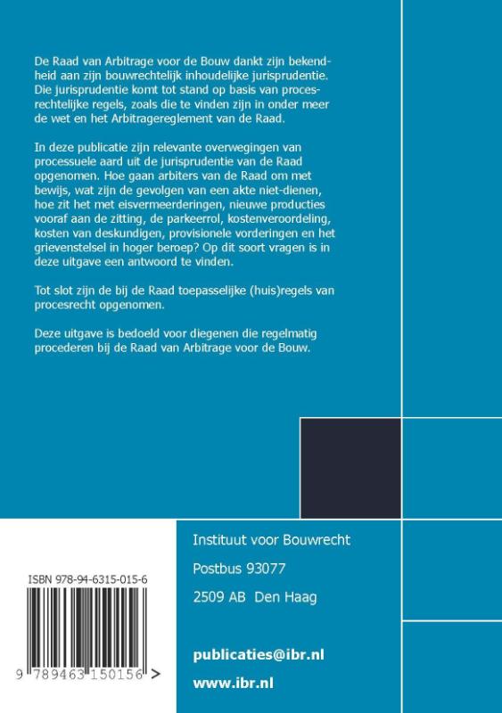 Achterkant van Processuele rechtspraak van de raad van arbitrage voor de bouw