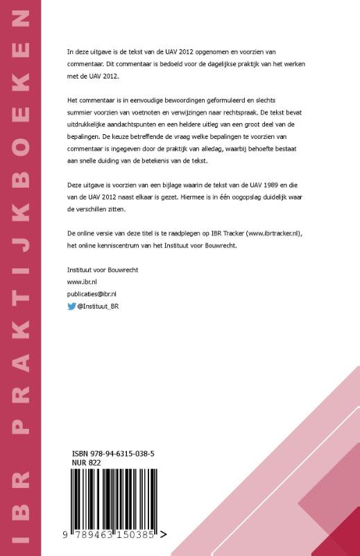 Achterkant van Praktische toelichting op de UAV 2012