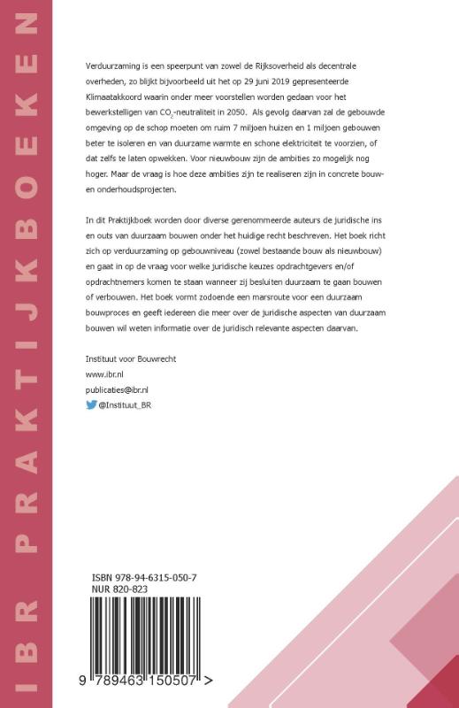 Achterkant van Praktijkboek Duurzaam bouwen
