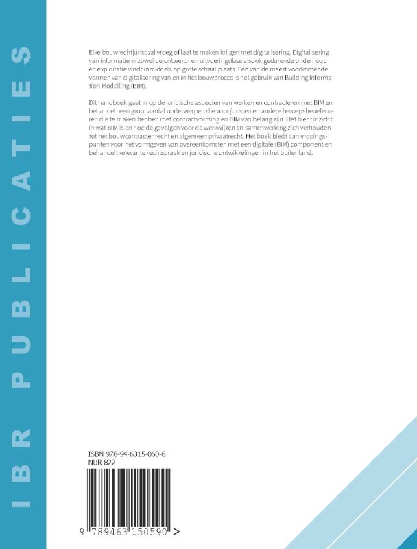 Achterkant van Handboek Juridische aspecten van werken met BIM