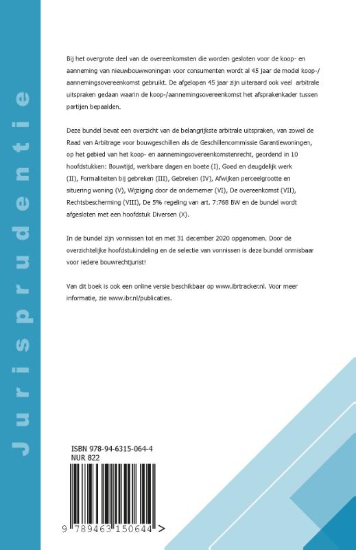 Achterkant van Jurisprudentie koop-/aannemingsovereenkomst (Editie 2021)