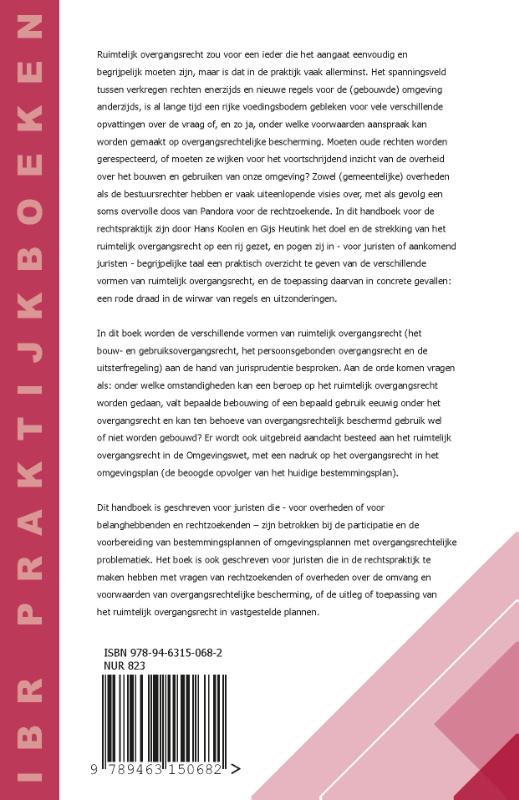 Achterkant van Praktijkboek ruimtelijk overgangsrecht