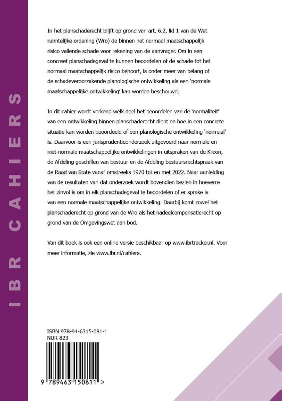 Achterkant van De normale maatschappelijke ontwikkeling in het planschaderecht