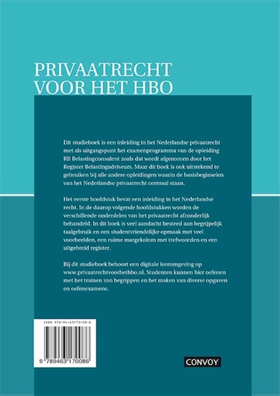 Achterkant van Privaatrecht voor het HBO