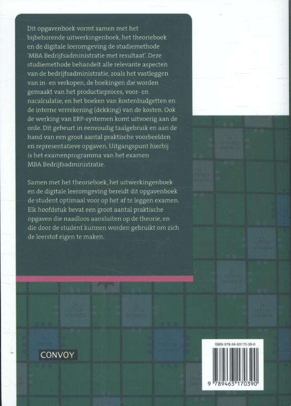 Achterkant van opgavenboek