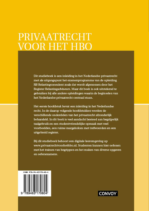 Achterkant van Privaatrecht voor het hbo