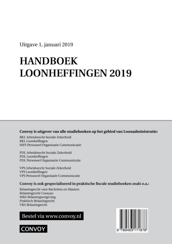 Achterkant van Handboek Loonheffingen 2019