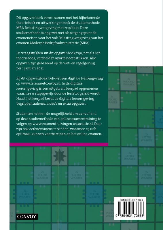 Achterkant van Opgavenboek