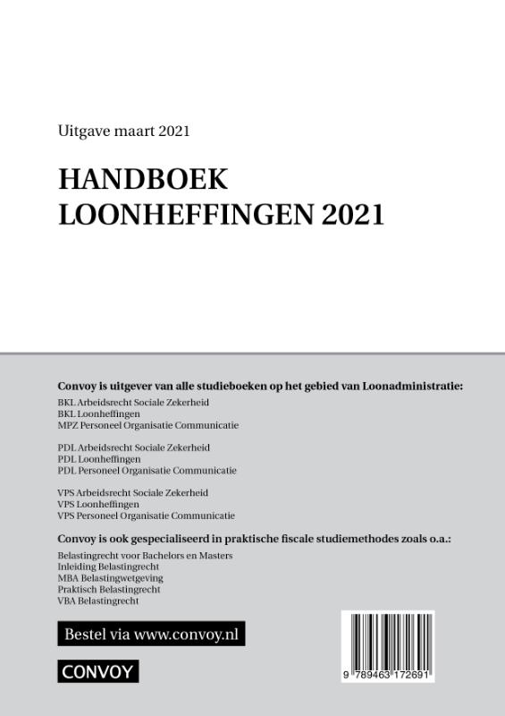 Achterkant van Handboek Loonheffingen 2021