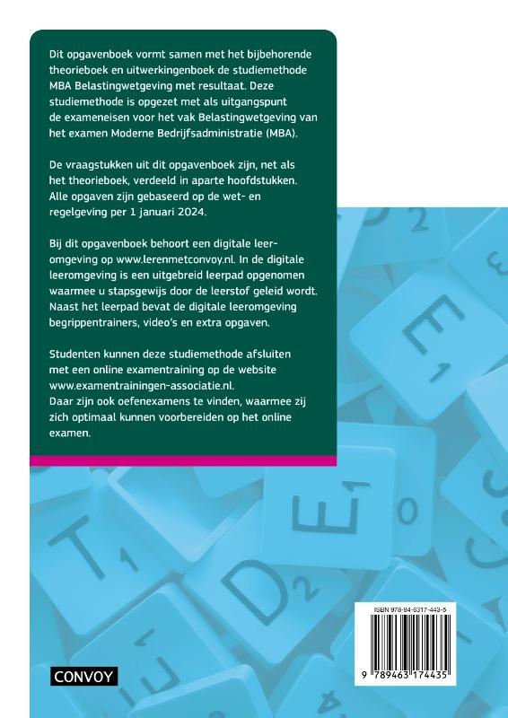 Achterkant van Opgavenboek