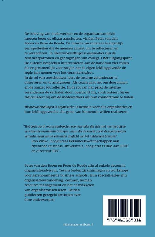 Achterkant van Theatervoorstellingen in organisaties