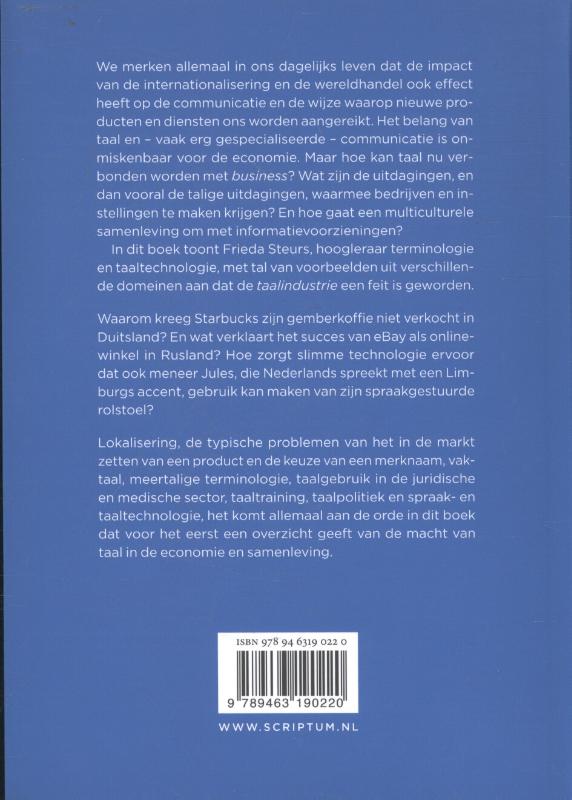 Achterkant van Taal is business