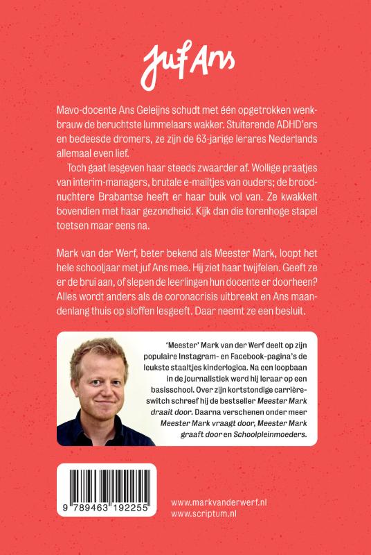 Achterkant van Juf Ans-Koningin in de klas