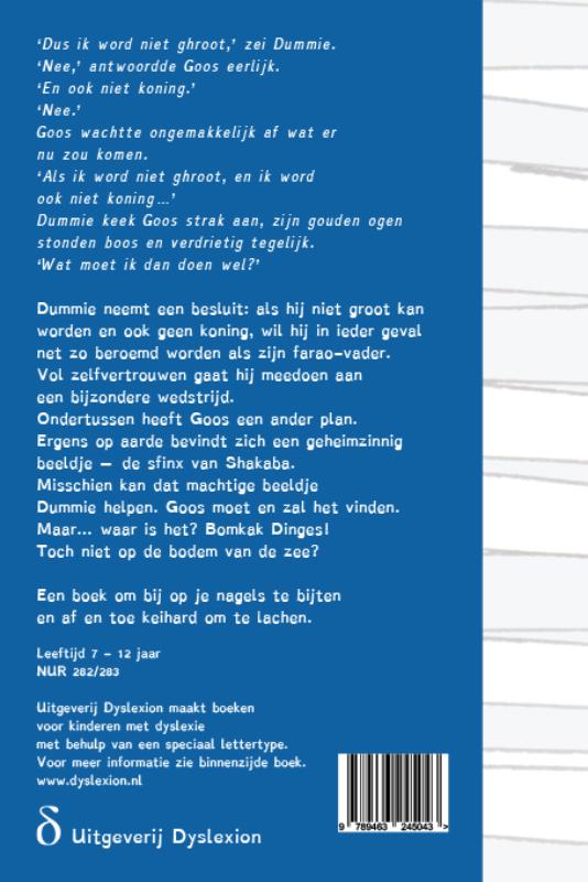 Achterkant van Dummie de mummie en de sfinx van Shakaba