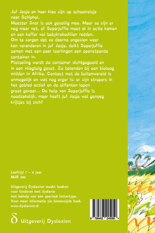 Achterkant van Superjuffie op safari