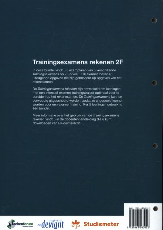 Achterkant van Trainingsexamens rekenen 2F