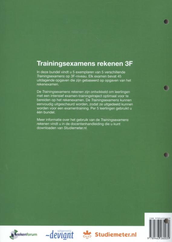 Achterkant van Trainingsexamens rekenen 3F