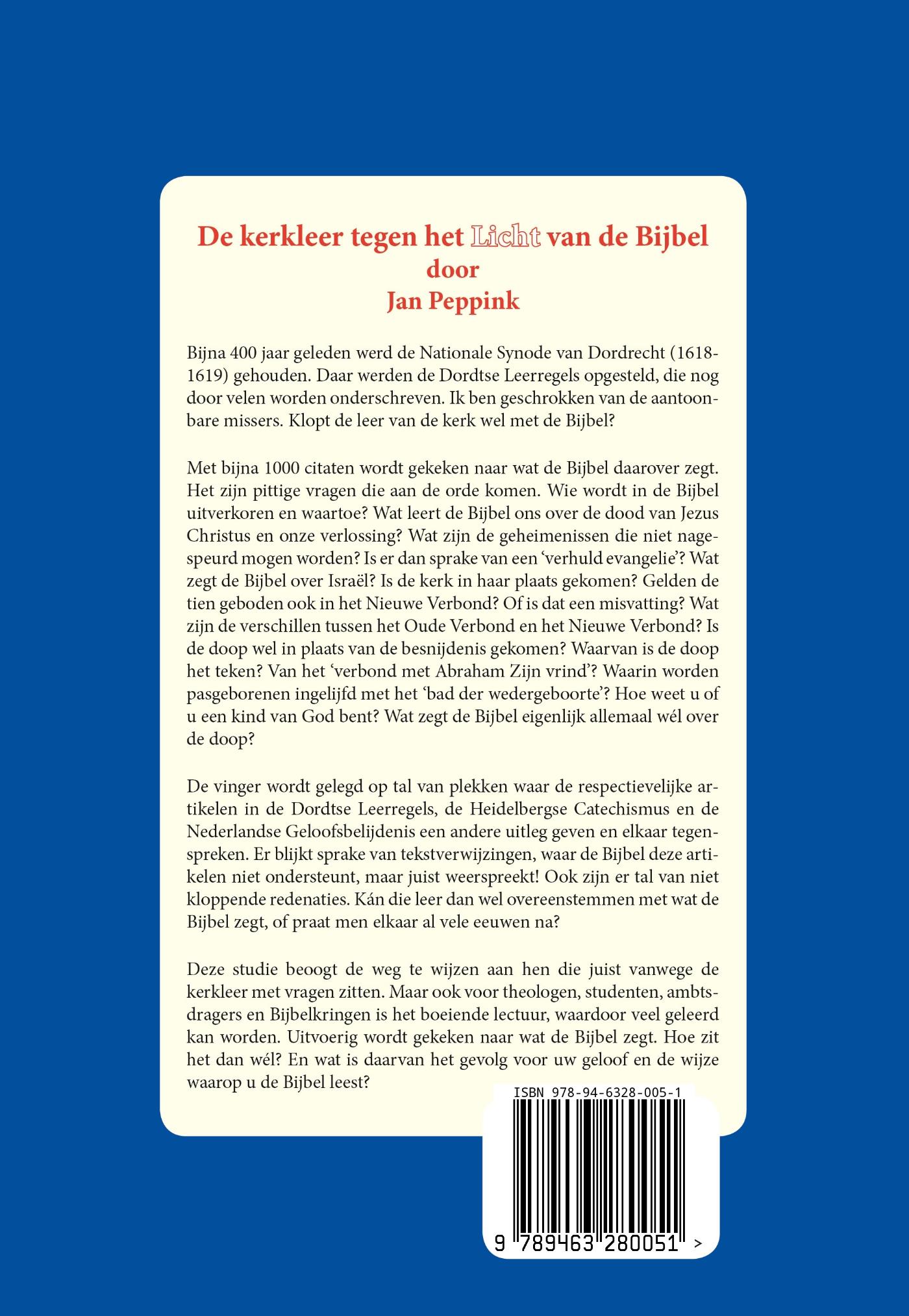 Achterkant van De kerkleer tegen het Licht van de Bijbel