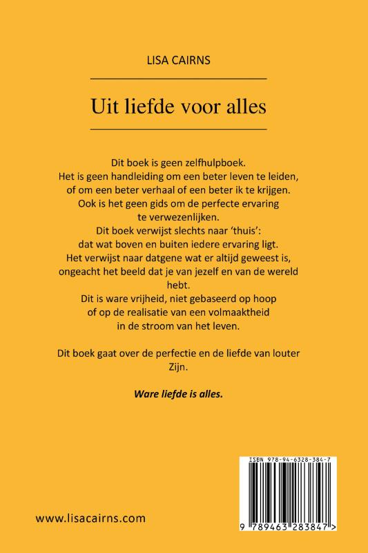 Achterkant van Uit liefde voor alles