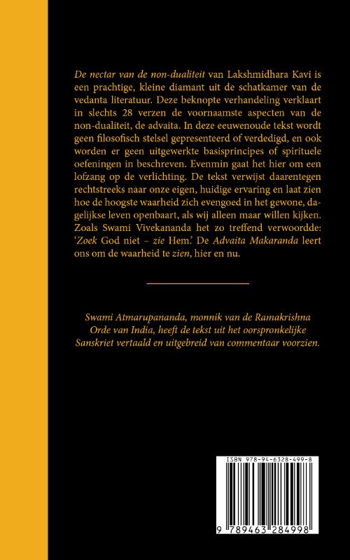 Achterkant van De nectar van de non-dualiteit