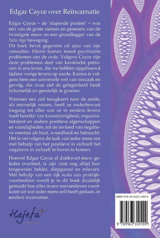Achterkant van Edgar Cayce over Reïncarnatie
