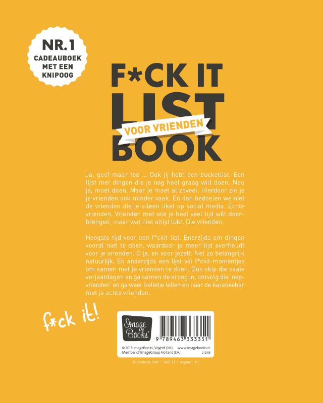 Achterkant van F*ck it list book voor vrienden