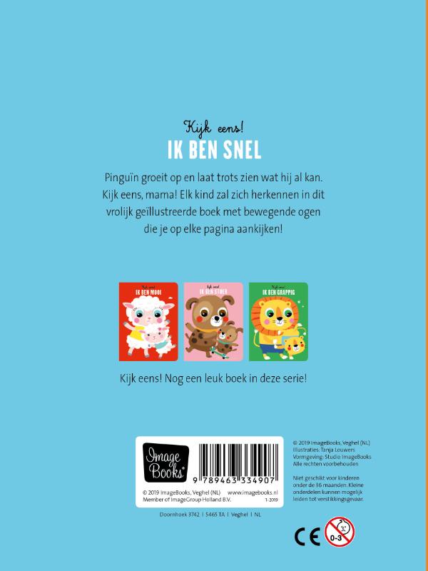 Achterkant van Kijk eens! Ik ben snel