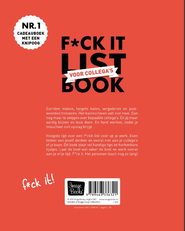 Achterkant van F*ck it list book voor collega’s
