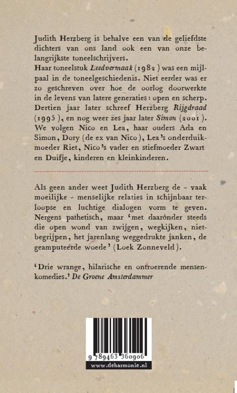 Achterkant van Leedvermaak trilogie