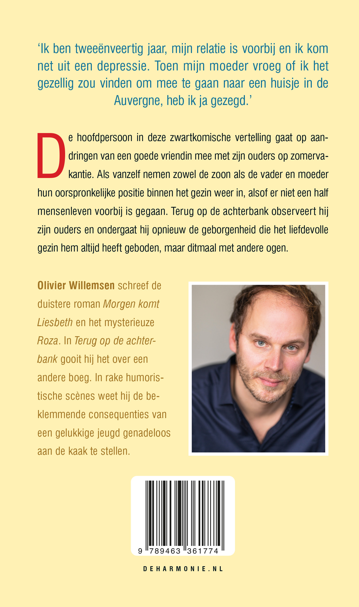 Achterkant van Terug op de achterbank