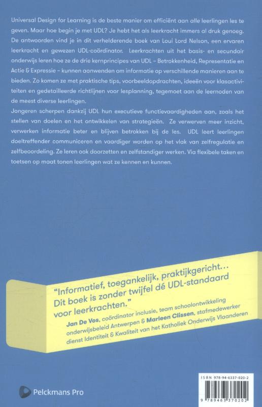 Achterkant van UDL-universal design for learning in de praktijk