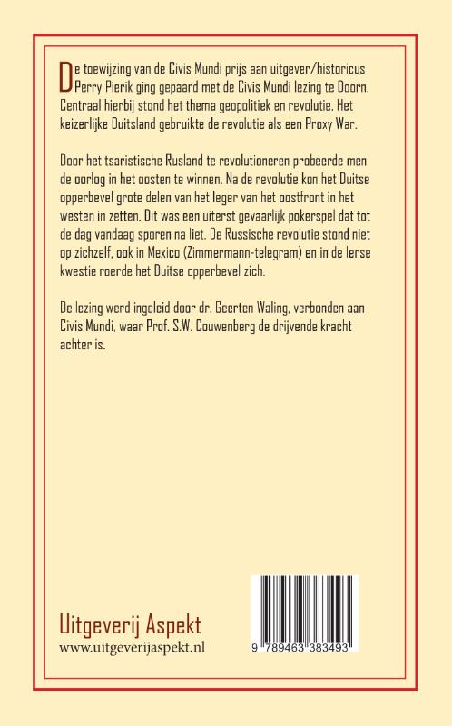 Achterkant van Geopolitiek en revolutie