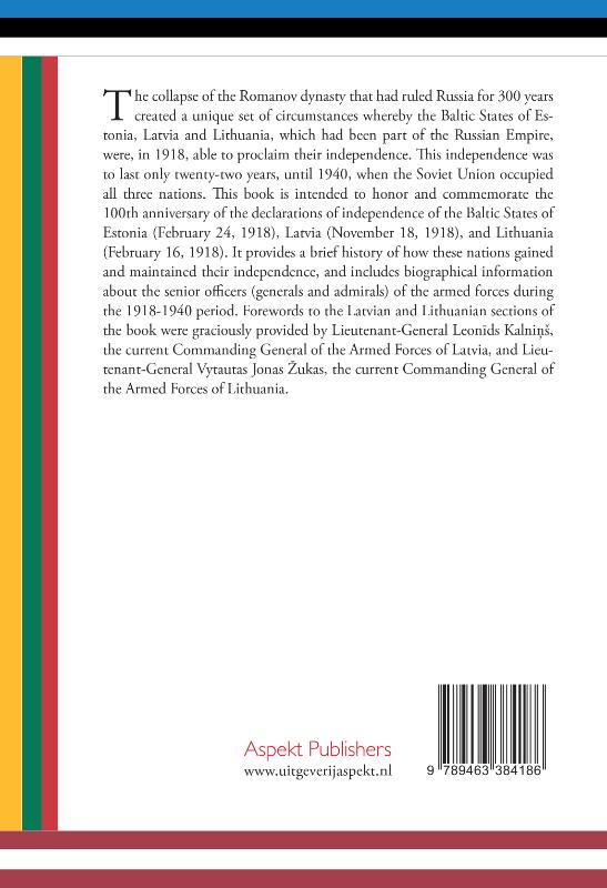 Achterkant van Military Commanders of the Baltic States: Esronia, Latvia, Lithuania, 1918-1940
