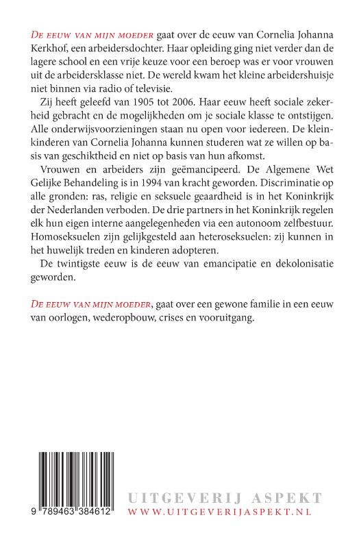 Achterkant van De eeuw van mijn moeder
