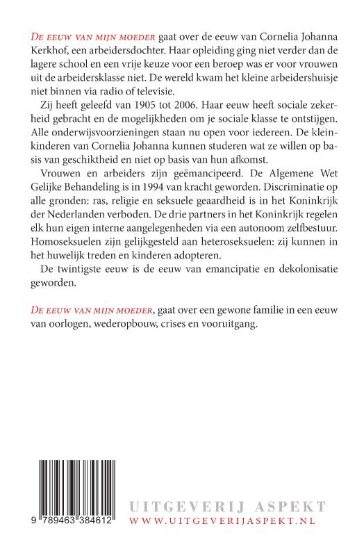 Achterkant van De eeuw van mijn moeder GLB