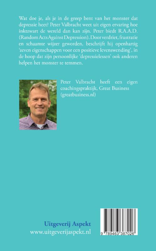 Achterkant van Random Acts Against Depression (RAAD)