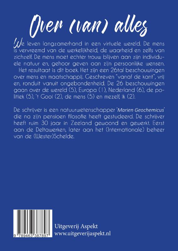 Achterkant van Beschouwingen vanaf de kant over mens en maatschappij