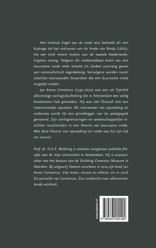 Achterkant van Jan Amos Comenius, Engel van de vrede