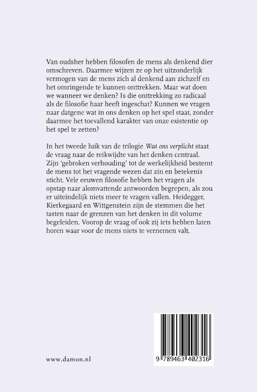 Achterkant van Essay over denken en existentie